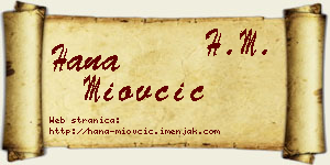 Hana Miovčić vizit kartica